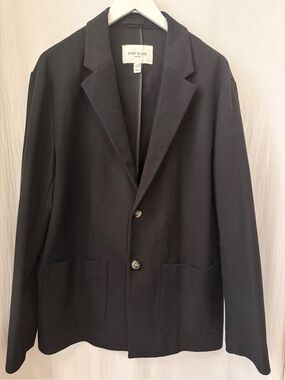 River Island London, Black Twill Relaxed Blazer, Patch Pockets, sz 42R